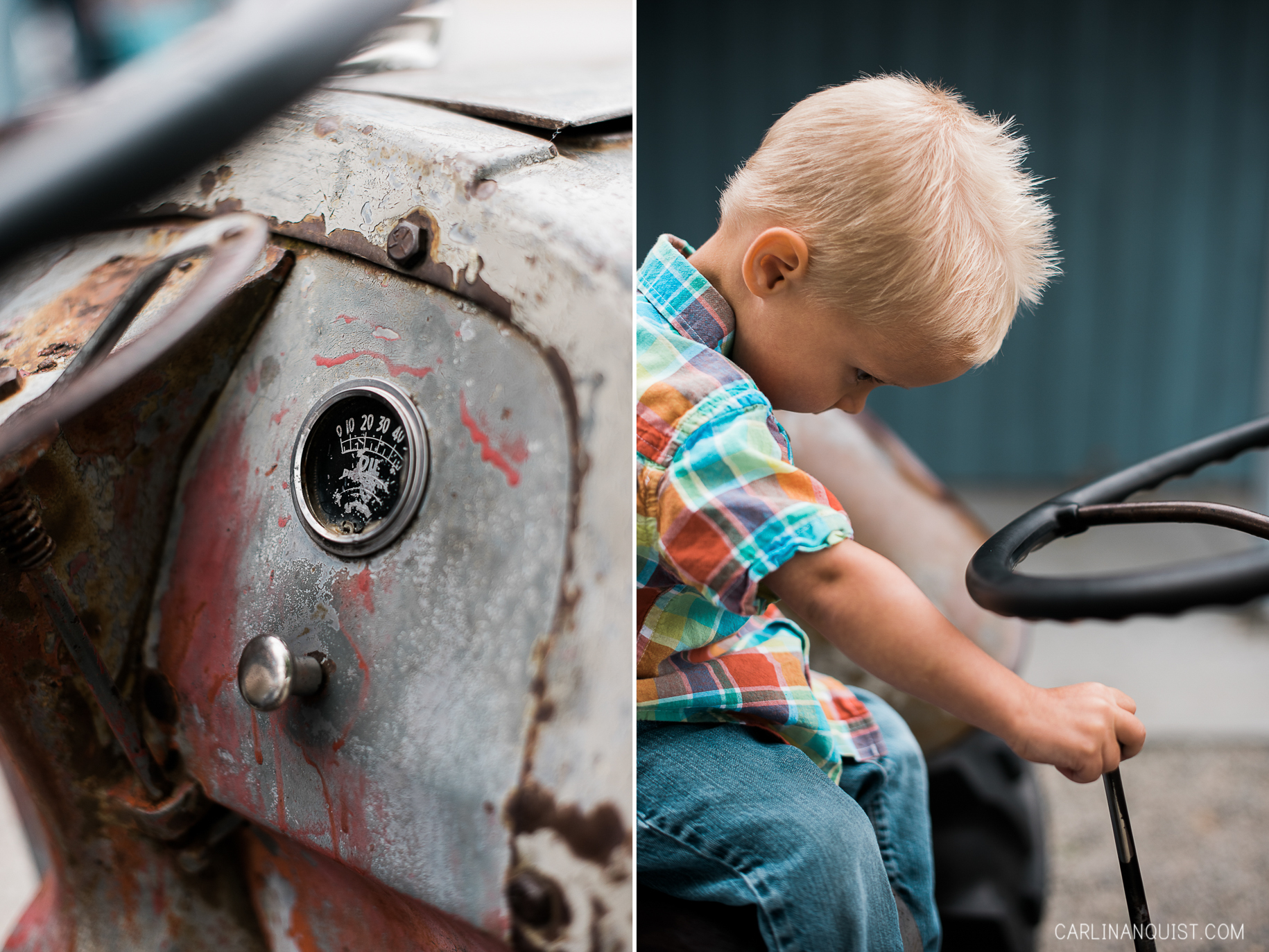 Boy on Tractor | Summerland Family Photographer